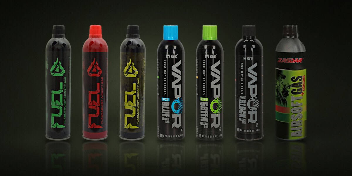 Botellas de gas de airsoft Fuel Plasmaburst, Specna Arms Vapor y Zasdar