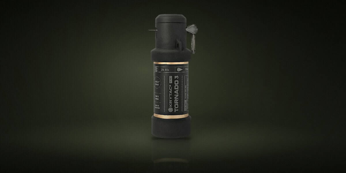 Foto de producto: Granada GAS Krytac Tornado 3 Temporizada Negra/Dorada