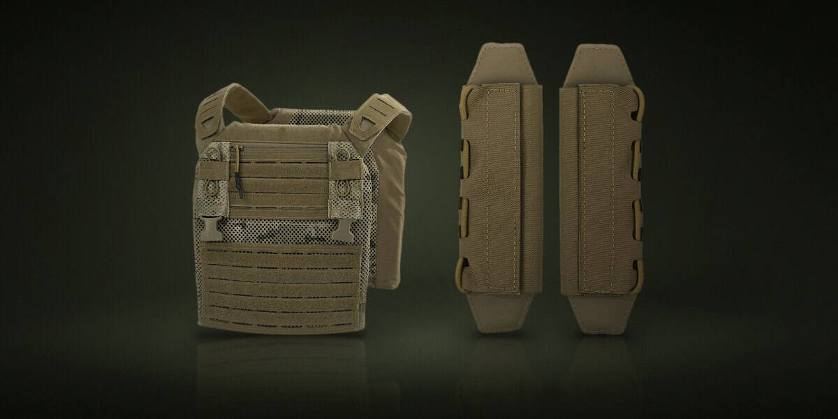 Productos: Chaleco Porta Placas Ragnar Valhalla System Harald Plate Carrier Coyote/Multicam, Almohadillas Hombros Ragnar Valhalla System Sif Shoulders Pad Coyote