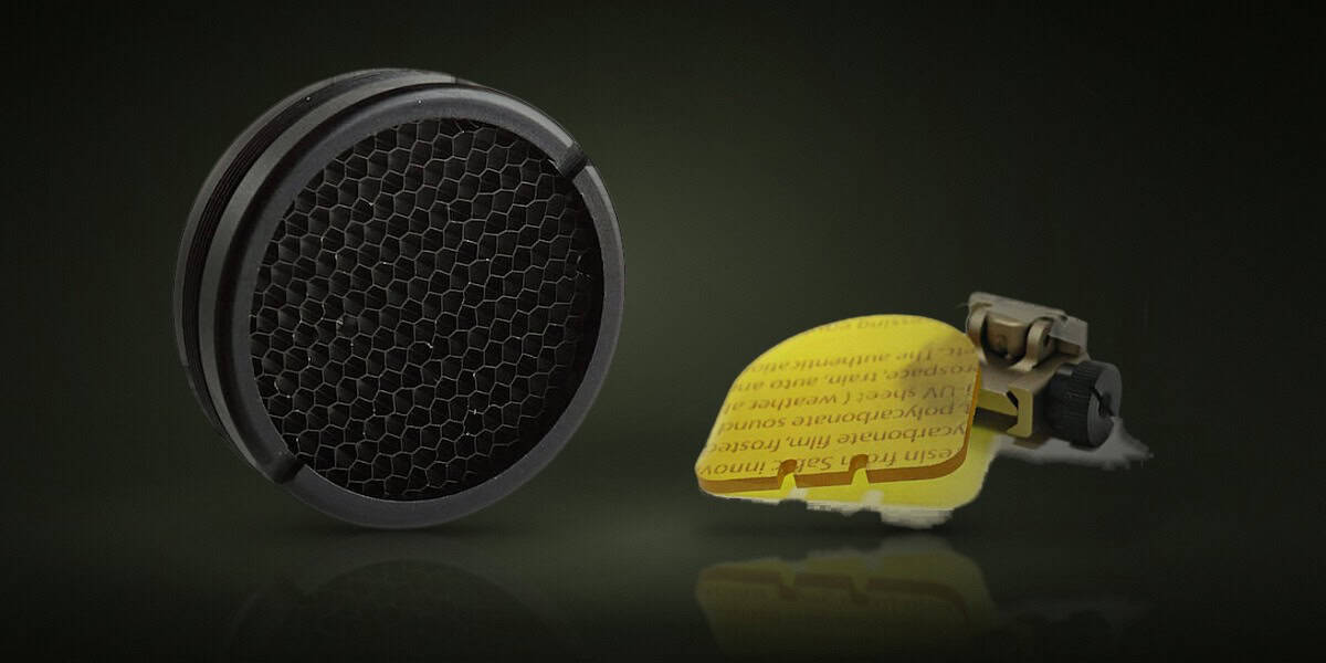 Productos: Mira Killflash Aim-O M2/M4 Negro, Mira Protector Punto Rojo FMA Red Dot Dark Earth